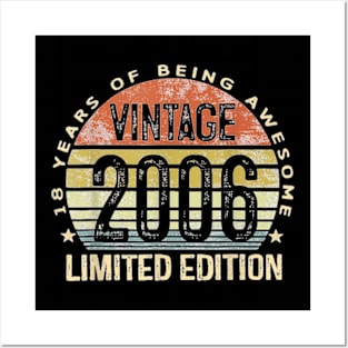 18 Year Old Gifts Vintage 2006 Limited Edition 18th Birthday T-Shirt Posters and Art